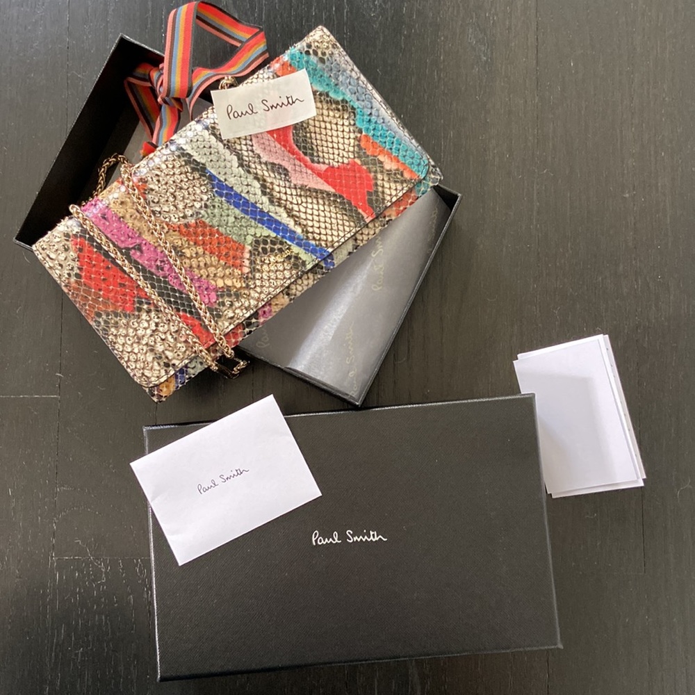 Paul Smith Leather Snake Swirl Clutch Bag.